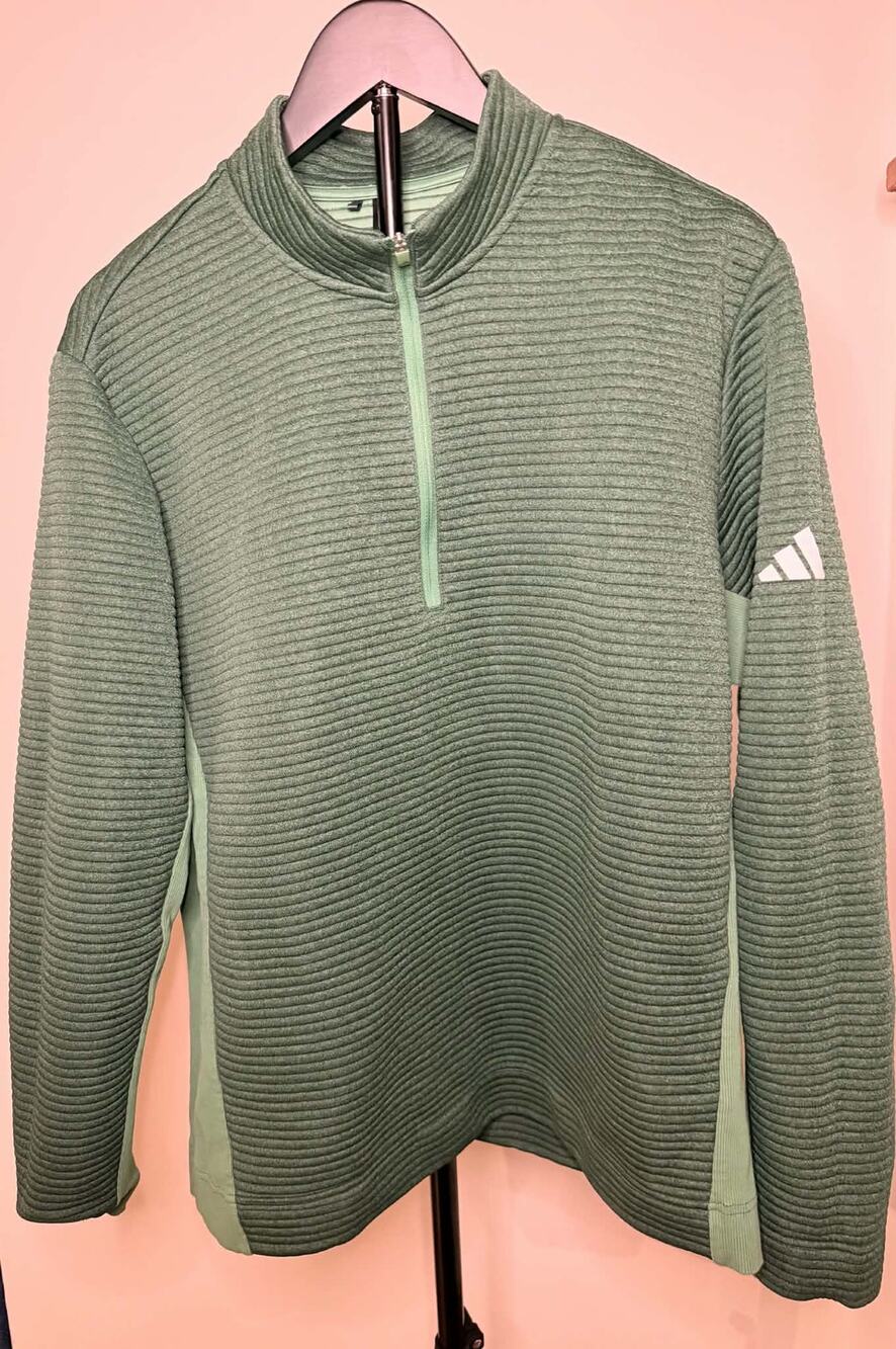 Adidas Textured Ribbed Quarter-Zip Pull Over